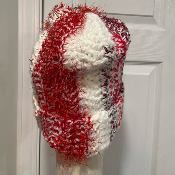 Handmade Crochet Chunky Ribbed Upcycled Multi Fiber Scrappy Yarn Beanie Hat - Picture 3 of 7